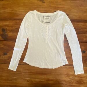 Y2K Abercrombie Fitch Womens Embellished Top Cream Size S Elena‎ Gilbert